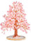 mookaitedecor Natural Rose Quartz Tumbled Stone Money Tree, Gemstone Feng Shui Ornament Healing Crystal Tree of Life Gift Pink Bedroom Living Room Accessories Good Luck Decoration, Agate Slice Stand