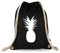 Turnbeutelliebe® Turnbeutel mit Spruch - Verschiedene Designs - Bedruckt - Baumwolle schwarz - Sportbeutel - Rucksack - ca. 12 Liter - 37 x 46 cm (Ananas)