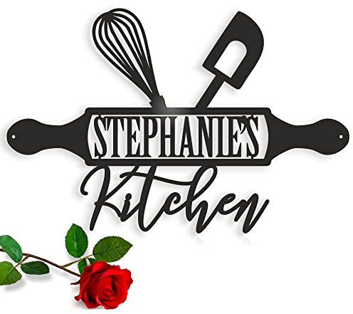 Custom Kitchen Name Sign, Personalised, Metal Wall Art, Home Decor, Housewarming, Mothers Day Gift, Mom's Kitchen, Gift for Grandma, Farmhouse, Indoor Hanging Plaque, Outdoor Sign, House, Room Decor