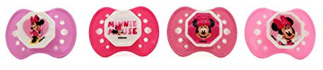 Disney Cudlie Minnie Mouse Baby Girl 4 Pack of Pacifiers with Oh So Sweet Print