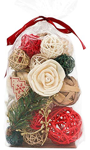 Qingbei Rina Decorative Balls for Bowls,Red Bowl Fillers Vase Filler Wicker Rattan Balls Decorative for Home Decor,Winter Holiday Orbs Spheres Woven Spherical Farmhouse Decor Props(Large)