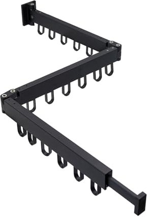 MUYIRTED Séchoir À Linge De 128cm avec 18 Crochets, Pliable Etendoir Linge Aluminium, Séchoir À Linge pour Intérieur Et Extérieur, Noir