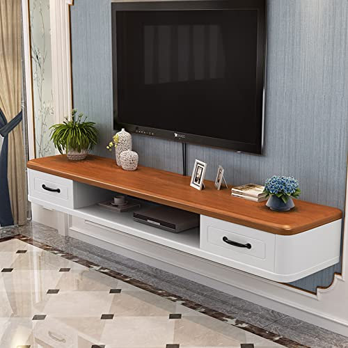 KOWJIFH Wall mounted TV cabinet Floating shelf Wall shelf Decorative shelf Router Set-top box CDs DVD DVD players Photo frames Storage shelf TV Stands TV multimedia consoles with drawer TV unit