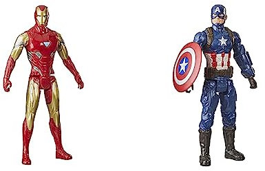 Avengers Marvel Titan Hero Series Collectible 30-cm Captain America Action Figure, Toy for Ages 4 and Up & Marvel Titan Hero Series Collectible 30CM Iron Man Action Figure, Toy For Ages 4 and Up