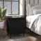WIFESE Nachttisch mit Metallbeinen 40x30x50 cm Nachtkästchen Nachtschrank Boxspringbett Bedside Table Beistelltisch Schwarz Nachtkommode Integrierter Schublade Holzwerkstoff