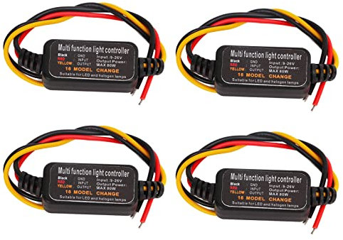 Leapiture 4 Pièces DC9 26V Feu Stop LED Clignotant Stroboscope Contrôleur Feu Arrière Clignotant Contrôleur 16 Modes Réglables Pour Voiture Moto