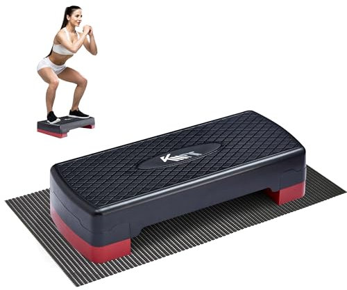KM-Fit Fitness Stepper | Steppbrett Aerobic Stepper für zuhause | Step-Bench 2-fach höhenverstellbar | Belastbarkeit bis 200 kg | Gymnastik Home-Stepper mit Anti-Rutsch-Matte | Aerobic Steppbank