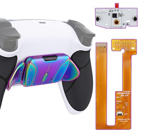 eXtremeRate Programmierbar RISE4 Remap Kit für ps5 Controller BDM-030/040,Real Metal Buttons(RMB) Remap Board&Rückplate Gehäuse/Case&Meall Back Paddles Rücktasten für ps5-Weiß Schwarz&Aura Blau Lila