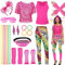 BIQIQI 80er 90er Jahre Outfit Damen Set, 80s 90s Retro Trainingsanzug Kostüm Accessoires, T-Shirt, Netzshirt, Gürteltasche, Ohrring, Halskette, Netzhandschuhe, Leggings, Beinwärmer (Rot, XL)