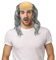 UILYNIU 3-teiliges Halbglatze Perücken Set mit Schnurrbart und Augenbrauen für Herren Kostüm Zubehör für Party, Karneval, Halloween, Cosplay (3 Stück, 50-60 cm, Grau)