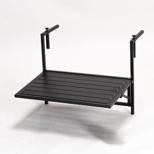 CTREVL Tavolino da Balcone Pieghevole, Tavolo da Ringhiera Pieghevole, Tavolino da Appendere al Balcone, 3 Livelli di Regolazione Dell'Altezza, Adatto per Balconi Cortili Terrazzi Esterni