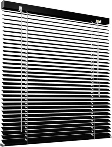 Victoria M. Aluminium Jalousie für Fenster nach Maß in Farbe Schwarz (Produktfarbe entspricht der angepassten Lamellenfarbe), Breite 55 cm bis 150 cm, Farbe und Höhe nach Wahl