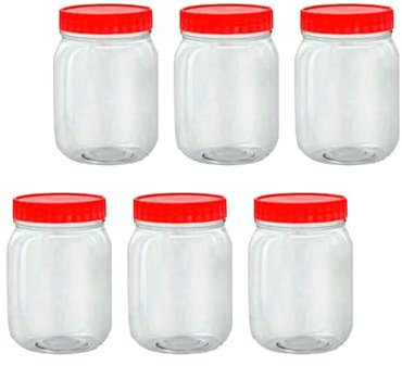 QUANTA Clear Plastic Jars with Screw Lids (500ml, Set of 6) - Airtight, Stackable, Durable Storage Containers for Sweets, Spices, Cereal, Crafts - BPA-Free, Reusable, and Leakproof
