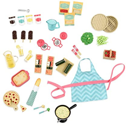 Lori Gourmet Essen Set, Zubehör für 15 cm Mini Puppen – Puppenzubehör mit Accessoires, Lebensmittel, Sushi, Pizza und mehr – Spielzeug für Kinder ab 3 Jahre