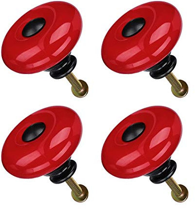 sourcing map 4 Stück Möbelknöpfe Schrankknopf Schrank Griff Keramik Runde 32mm Durchm. Rot