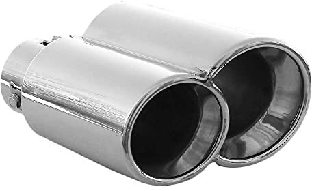Doppel Auspuffblende Endrohr Auspuff Universell Schalldampfer Doppelendrohr Endrohrblende Sport Sportauspuff Blende Edelstahl Rund von 38mm bis 45mm