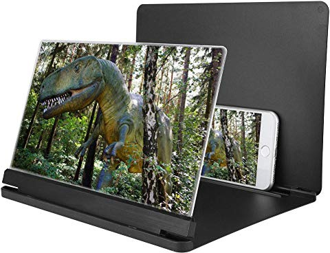 12-Zoll-Bildschirmlupe für Handys, 3D-HD-Verstärker für Mobile Videofilme, Bildschirmhalterung zum Vergrößern, mit faltbarem Halterständer, für jedes Smartphone