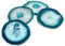 AMOYSTONE Untersetzer für Getränke, Teal Achat, 4 Stück, Kristall-Quarz, einzigartige Untersetzer mit Gummipuffern, 7,6–8,9 cm