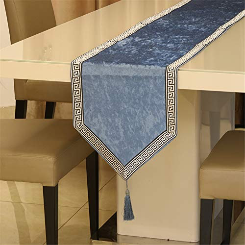 chemin de table,Nouveau chemin de table de couleur unie de style chinois simple, commode de style européen, table basse de bout de lit, nappe en tissu-bleu