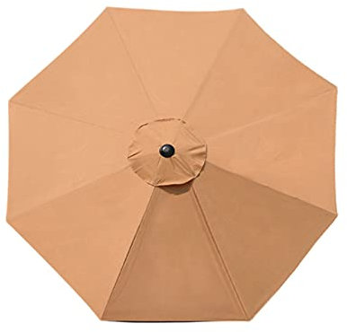 HanOBC Toile de rechange à 8 baleines pour parasol de jardin, terrasse, cour, plage, piscine, marché (auvent uniquement), kaki, Groß