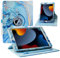 ZoneFoker for New iPad 9th/ 8th/ 7th Generation Case, iPad 10.2 Case, 360 Degree Rotating Multi-Angle Viewing Stand, Leather Cover with Pencil Holder for iPad 10.2 inch 2021/2020/ 2019 (Marble Blue)