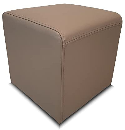 Quattro Meble Dunkelbeige Farbe Mocca Hocker viele Größen Echtleder Sitzhocker Rindsleder Sitzwürfel Fußhocker Polsterhocker Echt Leder Puff (40 x 40 x H-45 cm)