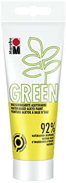 Marabu 14500050220 - GREEN LINE Alkyd-Farbe, sonnengelb, 100 ml Malfarbe auf Wasserbasis, klimaneutral, matt, lichtecht, wetterfest (nach 24h Durchtrocknung), 92 % aus natürlichen Rohstoffen