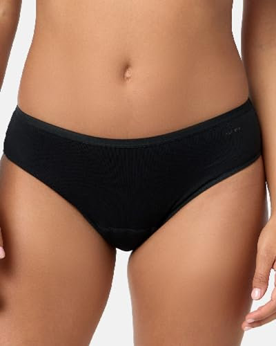 Nur Die Alles Unbeschwert Slip saugstarke diskrete Hygienewäsche waschbar & wiederverwendbar aus Baumwolle Damen, schwarz, M