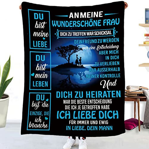 Tospass Kuscheldecke Personalisierte Decke An Meine Frau Decke Flanell Briefdecke Positiv Ermutigen Nachricht Brief Decke Tv-Decken Geschenk Hochzeitstag Valentinstag Geburtstag 150x200 cm