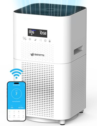 Dayette Smart WIFI Air Purifiers for Home, Large Room, CADR 400+m³/h up to 1720 sq.ft, App & Air Cleaner with Alexa Control, H13 Ture HEPA Filter for
