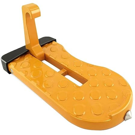 Car Doorstep Foot Pegs Car Pedal Doorstep, Universal U Shaped Hook Pedal, Multifunctional with Safety Hammer Car Doorstep Vehicle Folding Ladder for SUV, RV, Off-Road Vehicle (T-Orange)