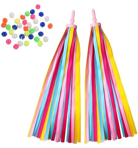 1 Pair Kinder Fahrrad Luftschlangen, Lenkerfransen Streamer Bändchen für Kinderfahrrad, Fahrradlenker Streamer Lenkerfransen, Kinderfahrrad Lenker Streamer, für Kinder Roller/Dreirad/Fahrrad Lenker