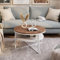 lukmebel Couchtisch rund - CIRI-X runder - Beistelltisch rund - Kaffetisch - Industrial Deko - Deko Wohnzimmer - Kleiner Beistelltisch - Sofatisch - Kleiner Tisch - Weiß/Stirling Eiche
