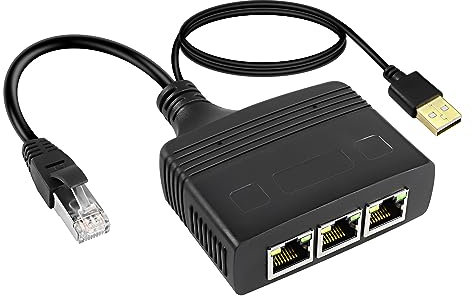 MEIRIYFA RJ45 réseau Ethernet Splitter Cable, RJ45 1 à 3 Ports 1000Mbps haute vitesse Lan Ethernet Splitter adapter 8p8c interface connecteur câble pour cat5 / 5e / 6/7 / 8 (1 Mâle 3 Femelle)