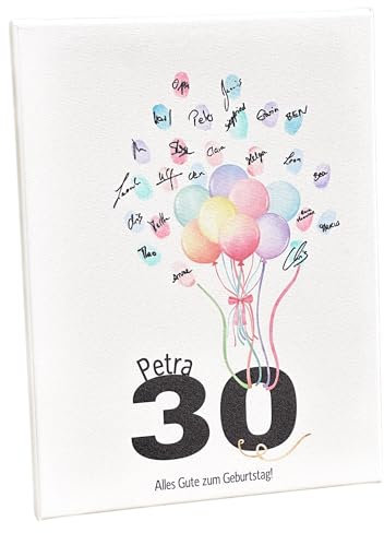 KATINGA Leinwand für Fingerabdrücke als Gästebuch - Geschenk zum runden Geburtstag (30)