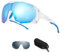 Odoland Cycling Sunglasses UV400 Magnetic Interchangeable Lenses Polarized Sport Sunglasses for Driving Cycling Baseball Outdoor Sports for Men Women Skyblue