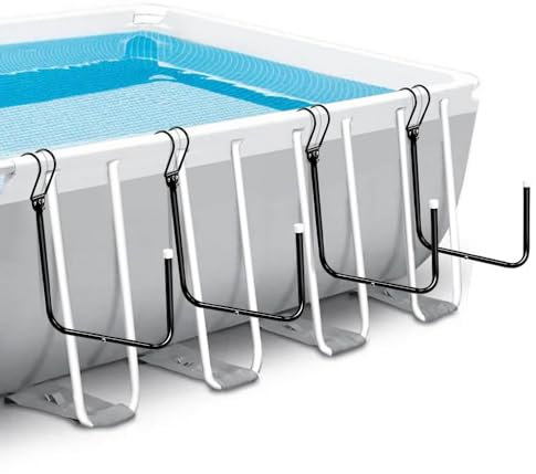 4PCS Solar Pool Cover Holder, Adjustable U-Type Strong Solar Pool Hooks Storage Pool Cover Set for Above-Ground Swimming Pools, Pool Accessories, Keep Solar Cover Blankets Off The Ground (Black)