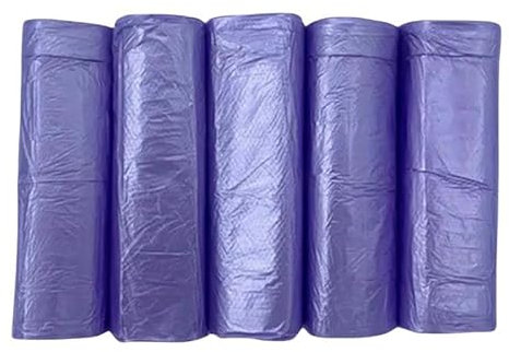 Lot de 100 sacs poubelle jetables et portables pour salle de bain, cuisine, salle de rangement propre, violet, 45 x 55 cm, 100 pièces