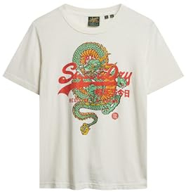 Superdry Damen Lässiges Vintage Logo Tokyo T-Shirt Neu Kreideweiß Strukturiert 42