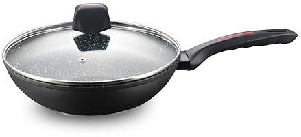 Royalty Line, Forged Aluminum Wok Pan with Marbled Coating - Gas, Electric, Ceramic, Halogen, Induction Compatible - 30 cm, Marble Color