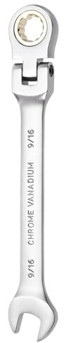 sourcing map Flex Head Ratchet Wrench Spanner 9/16 SAE Ratcheting Combination Wrench 72-Teeth Chrome Vanadium Steel Ratchet Gear Spanners with 12 Point Box End for Auto Repairs Home Projects