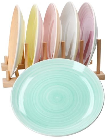 MamboCat Pastello 6er Set Kuchenteller I bunte Steingut-Frühstücksteller mit Pastell-Farben für 6 Personen I kleine Teller für Salat, Dessert, Fingerfood & Co.