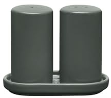 blomus Salz und Pfeffermühle -PILAR- | Mühlenset aus Keramik mit Untersetzer (Agave Green)