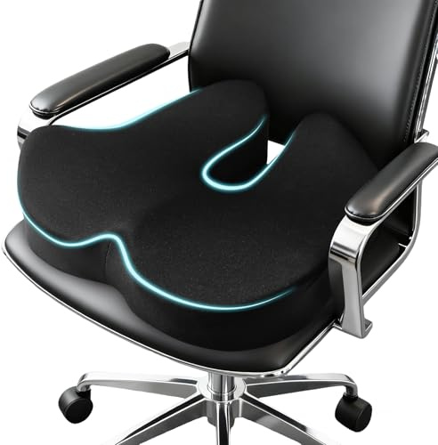 HUAXITRA Coccyx & Sciatica Pain Relief Seat Cushion | Memory Foam Chair Pad for Office, Gaming & Wheelchairs | Non-Slip, Breathable & Ergonomic Design