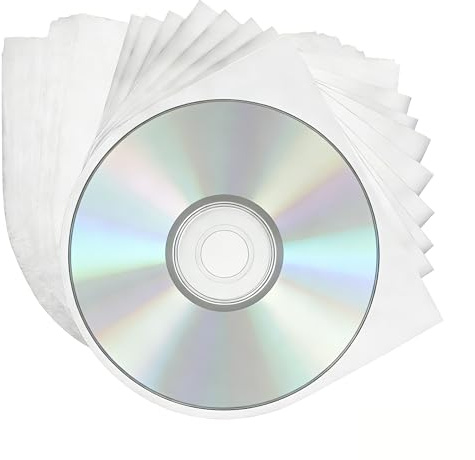 Firavggu 100 STK CD Hüllen Plastik CD Leerhüllen Schutzhüllen Plastikhüllen Semi-Transparent DVD Innen Sleeves Antistatisch Aufbewahrungshüllen Kunststoffhülle Klarsichthüllen (12.5 * 12.5cm)