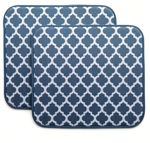 Microfibre Drying Mat for Kitchen Dish Drying Drainer Mat Absorbent Drying Mat Washing Up for Glass, Plate &Cup 40cm x 46 cm 2 Pack Slate Blue Bracket