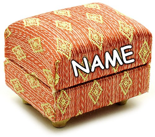 alles-meine.de GmbH 1 Stück Miniatur - Couch/Sofa Hocker - rot weinrot - Gemustert - inkl. Name - für Puppenstube Maßstab 1:12 - rotbraun/beige - gestreift - Sitzhocker..