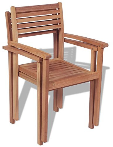 vidaXL Gartenstühle Stapelbar 2 STK. Teak