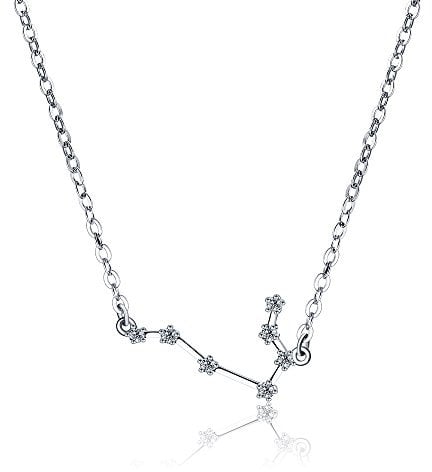 H.ZBRUJ Constellation Necklace Gemini Zodiac Pendant 925 Sterling Silver CZ Choker for Women Birthday Thanksgiving Anniversary Christmas