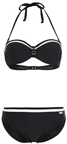 Lascana Damen Bügel-Bandeau-Bikini im Marine-Stil, elegant